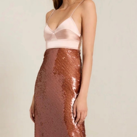 New A.L.C. Gisele Sequined Brownsirocco Midi Dress NWT 6 US - Picture 5 of 17